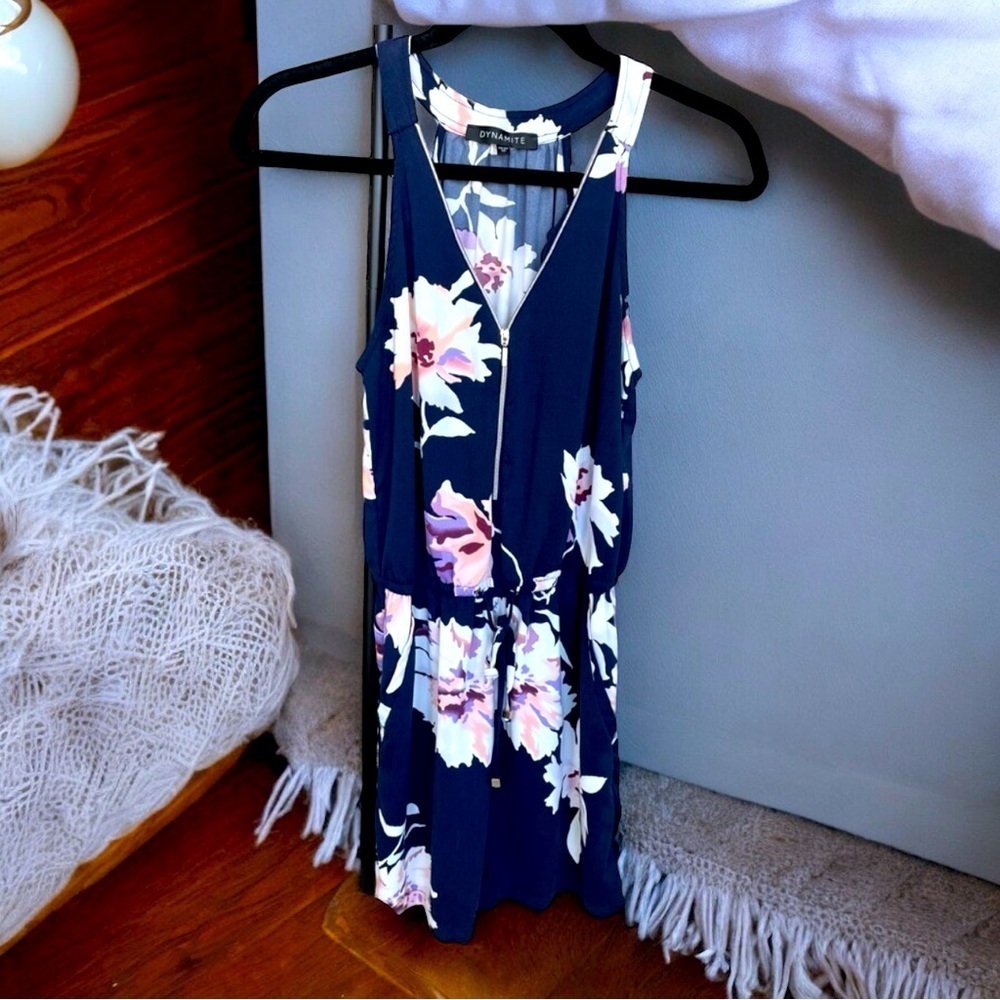 Floral romper with  synched waist.